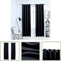 The Living Store Verdunkelungsvorhänge mit Metallösen 2 Stk. Schwarz 140x245 cm - Verdunkelungsvorhänge - Schwarze Vorhänge - Gardinen Schwarz