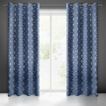 Verdunklungsvorhang 135x250 Abella marineblau silber fertig mit Ösen Blackout Eurofirany