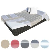 Véritable fouta Tunisienne xxl 2m x 3m tissage à plat 100% coton 380g - Beige et blanc Vivezen