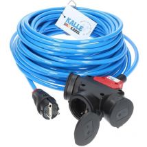 Kalle Verlängerungskabel Schuko 2,5mm² 3-Fach Kupplung Extreme Blau IP44 40 Meter