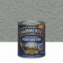 Vernice per ferro esterno Diretta su ruggine hammerite martellata grigio argento 0,75 l hammerite