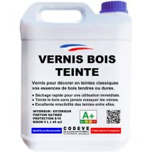 Codève Bois - Vernis Bois Teinte - 4x5 l - Codeve Bois - Noyer - Pour La Décoration D'un Bardage, Volet, Persienne, Huisserie Ou Fenêtre.