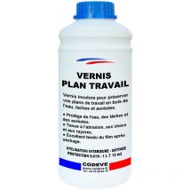 Vernis Plan Travail - 1 L - Codeve Bois - Incolore Pour Un Plan De Travail En Bois Massif, Stratifié Ou Lamellé.