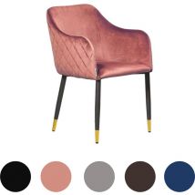 Pn Home - Chaise de salle à manger en velours Verona simple - Pieds en métal avec embouts dorés - Chaise de salle à manger - Chaise rembourrée