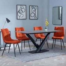 Verona Grey Ceramic Dining Set - Bolzano Yellow Fabric Dining Chair