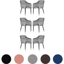 Ensemble De 6 Chaises De Salle À Manger En Velours Verona - Pieds En Métal Avec Embouts Argentés - Chaise De Salle À Manger - Chaise Rembourrée - 