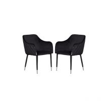 Life Interiors - Set of 1/2/4 Verona Velvet Upholstered Dining Chair with Silver end Caps - Set of 2 - Black - Black