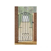 Cannock Gates - Abbey Modern Verona Tall Bow Top Single Gate - Solid Steel - Fits Gap of 880 mm x 1798 mm High - Electro Galv./Black Powder Coated