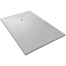 Duschwanne aus Kompositstein mit Schiefer-Muster flach (TxBxH) 140 x 90 x 3 cm Weiß - Veroni