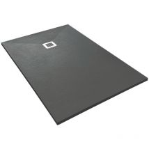 Duschwanne aus Kompositstein mit Schiefer-Muster flach (TxBxH) 120 x 90 x 3 cm Schwarz - Veroni