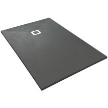 Duschwanne aus Kompositstein mit Schiefer-Muster flach (TxBxH) 160 x 90 x 3 cm Schwarz - Veroni