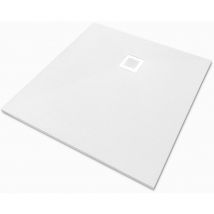 Duschwanne aus Kompositstein mit Schiefer-Muster flach (TxBxH) 90 x 90 x 3 cm Weiß - Veroni