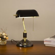 Ugreat - verre banquier lampe de bureau traditionnelle européenne classique bronze finition base vintage lampe de table de banquier en verre avec