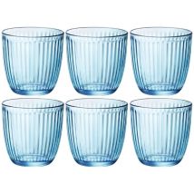 Plateau 6 verres bleus Line Acqua – Verre trempé – 29cl – Cuisine