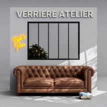 Mon Marché Déco - Verrière 5 Carreaux - Prête à poser - Noir Mat