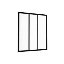 Idmarket - Verrière atelier 3 vitrages l. 93 x H.108 cm en métal noir et verre trempé