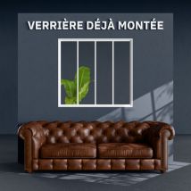 Mon Marché Déco - Verrière 4 Carreaux - Prête à poser - Blanc