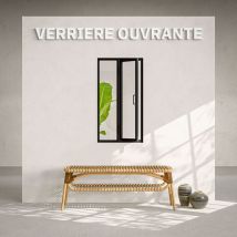 Mon Marché Déco - Verrière Ouvrante en Acier 2 Carreaux - Noir
