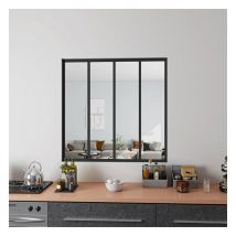 Aica Sanitaire - Verrière Atelier en aluminium noir mat 123x108cm 4 carreaux Verrière fixe kit de verrière et vitrage