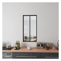 Aica Sanitaire - Verrière Atelier en aluminium noir mat 63x108cm 2 carreaux Verrière fixe kit de verrière et vitrage