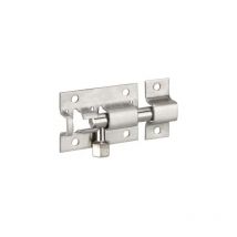 Verrou de porte, targette pene rond inox nickelé, 38 mm
