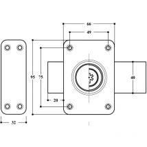 Pollux - Verrou à double entrée ghb 5 ailettes longueur 95 mm cylindre de 45 mm MGX2 130510