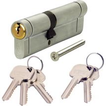 Versa - Nickel & Brass Double Euro Cylinder 35/40 Lock with Keys - 75mm (1 Pack)