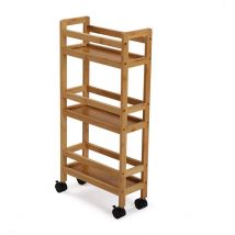 Versa - Provins Mobile bagno, Mobiletto bagno Salvaspazio, Mobiletti, con 3 ripiani e 4 ruote, Misure (a x l x l) 74 x 15 x 36 cm, Legno, Colore