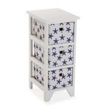 Cassettiera Stile Moderno Starfish, Misure (h x l x l) 58.0 x 29.0 x 23.0 cm, Legno, Blu - Versa
