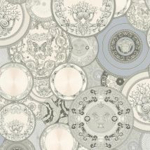 A.s.creations - Versace Plates Metallic Wallpaper Grey Vinyl Paste Wall Les Etoiles De La Mer