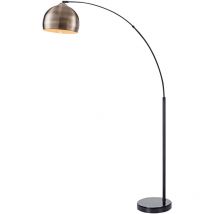 Teamson Home - Arquer 173cm Arc Floor Lamp with Faux Marble Base, Antique Brass