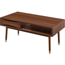 Dawson MidCentury Modern Wooden Coffee Table Living Room VNF-00065 - Walnut - Teamson Home