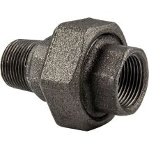 Gebo - Temperguss-Gewindefitting schwarz Verschraubung flachdichtend, ig x ag 1/2 Zoll, Typ 331, dvgw