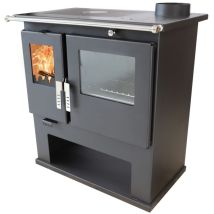 Estufa De Leña Verso Cs Inox 7,7 Kw Horno, Placa Calefactora Y Termómetro De Acero Inoxidable