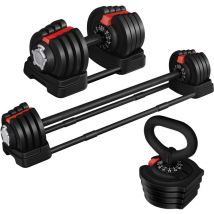 Yaheetech Verstellbare Hanteln 18 kg / 24 kg / 40kg Hantel-Set Gewichtsstufen Einstellbares Hantelset mit 3/2 Modi