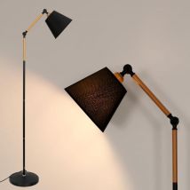 Verstellbare Innen-Stehlampe, Stehlampe für Wohnzimmer, industrielle Stehlampe für Schlafzimmer, E27 max 60 w, Vintage-Stehlampe aus schwarzem Metall