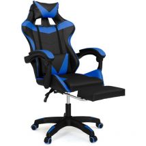 Idmarket - Verstellbarer alex Gaming-Stuhl mit Fußstütze, Kopf- und Lendenkissen Schwarz und Blau