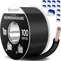 KESSER Câble périphérique + piquet + connecteur de câble pour tondeuse robot Accessoires SET câble périphérique compatible universel Noir / 100m