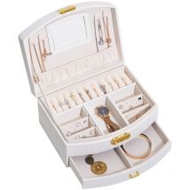 Vert) Boîte à Bijoux pour Femme en Cuir, Deux Etages Coffret de Rangement Bijoux pour Ranger Bagues,Boucles d'oreilles,Colliers