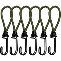 Vert - Cordon élastique 6 pièces avec crochet, tendeur en caoutchouc 15 cm avec crochet en spirale, pour le camping, les bagages et les bâches