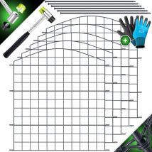 Clôture d'étang, Clôture à emboîter, Set complet, Eléments de clôture en métal avec marteau + tiges de fixation, Clôture à emboîter pour jardin,