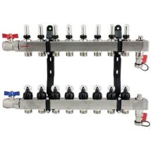 Verteiler Für Fußbodenheizung Aus Edelstahl Für 8 Kreise Mit Topmeter Und Zubehör