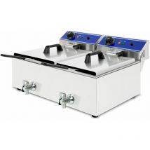 2x 10L Friggitrice elettrica professionale doppia valvola di scarico inox - Vertes