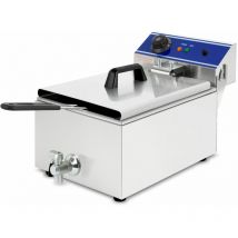 Friteuse Electrique Professionnelle 10L (3000W, 230V, Zone Froide, Température 50-200°C, Robinet de Vidange, Panier à Friture, Fonction Reset, Acier