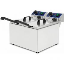 Friteuse Electrique Professionnelle 2x 8L (6000W, 230V, Principe de la Zone Froide, Température 50-200°C, 2 Panier à Friture, Fonction Reset, Acier