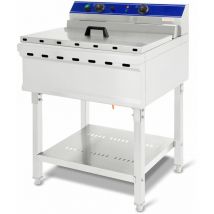 Friteuse Electrique Professionnelle 52L (7500W, 380V, Zone Froide, Température 50-200°C, Robinet de Vidange, Panier à Friture, Fonction Reset, Acier