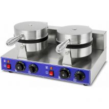 Gaufrier Double Professionnel Électrique 2000W En Acier Inox (2x Fonction Minuterie, 2x Température 50-300 °c, 4 Pieds en Caoutchouc Antidérapants,