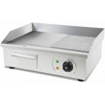Vertes - Grill plancha grill electrico 3000W plancha cocina electrica, plancha barbacoa, plancha asar, inox, superficie lisa y rayas 55x35cm,
