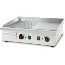 Vertes - Piastra per griglia elettrica professionale, potenza 4400 watt, alloggiamento in acciaio inox, temperatura regolabile da 50 a 300°C, griglia