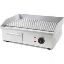 Vertes - Plancha profesional de 3000 w en acero inoxidable superficie de grill ranurada de 55 x 35 cm, termostato, temperatura de 50 a 300 °c,